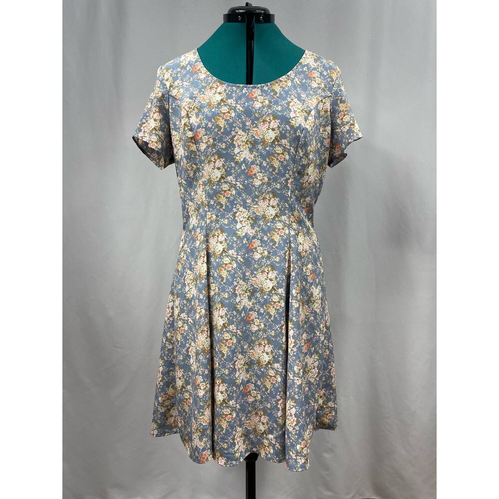 ULTIMATE! Floral Short Sleeve Dress Blue and Pink